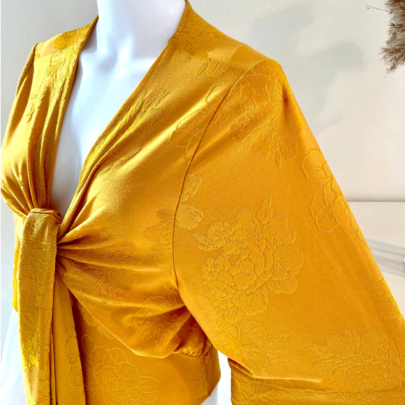 ZARA JACQUARD BODYSUIT GOLDEN YELLOW - Picture 9 of 11